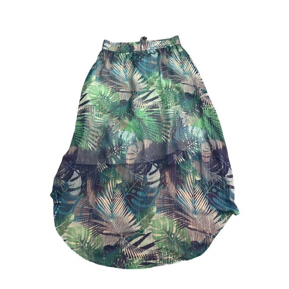 Jaclyn & Smith Tropical Leaf Print High-Low Skirt M/M Polyester Lined Womens Ela - Picture 5 of 5